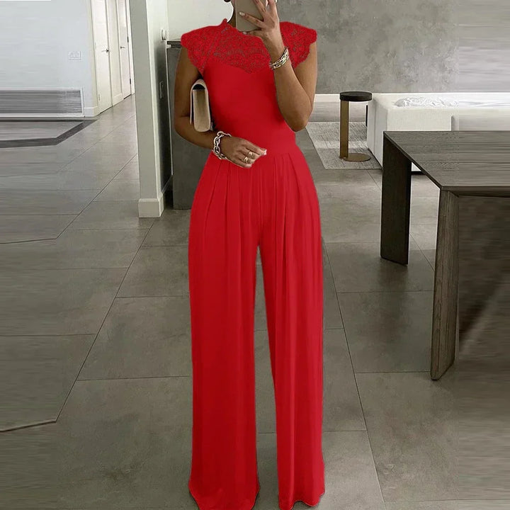 Women's Crepe Evening Jumpsuit with Wide Leg