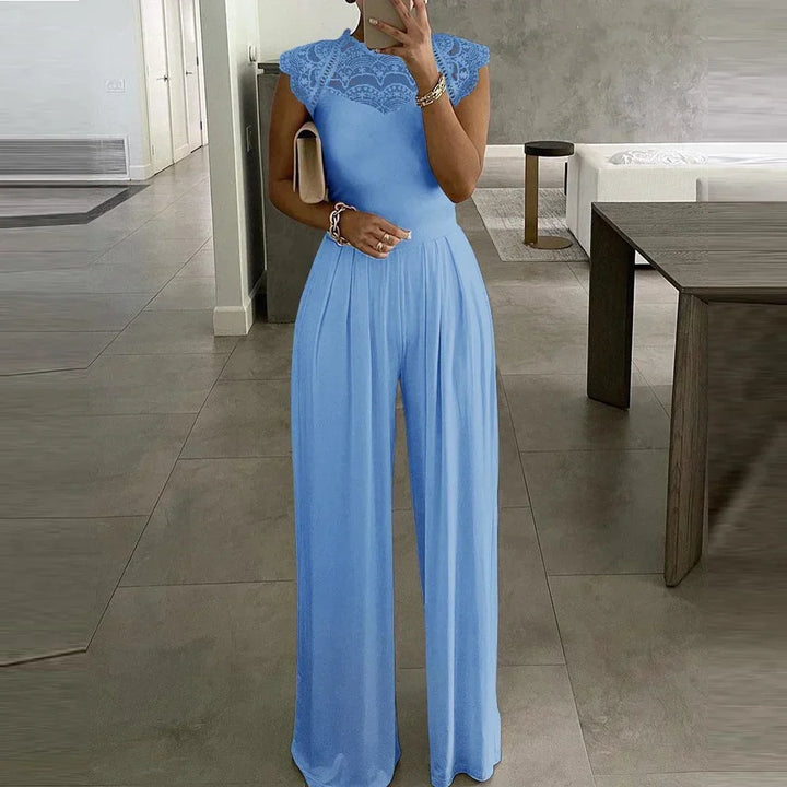 Women's Crepe Evening Jumpsuit with Wide Leg