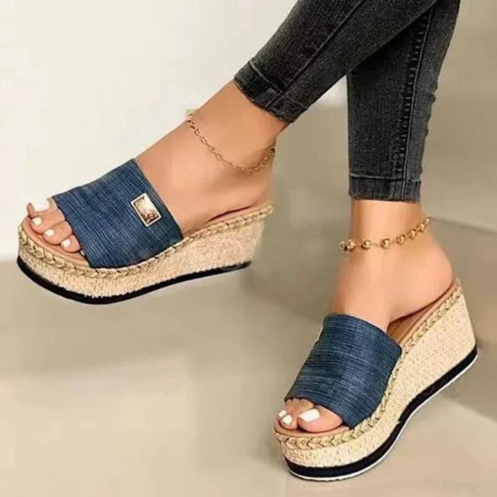 Women's Platform Sandals with Braided Jute Sole