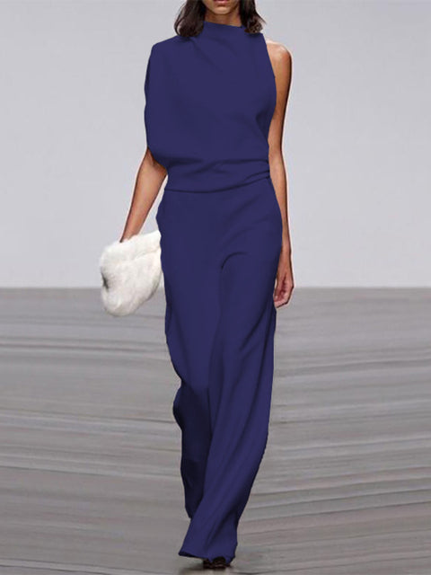Women's One-Shoulder Jumpsuit with Wide Legs