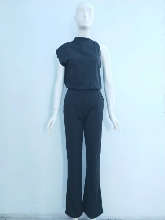 Women's One-Shoulder Jumpsuit with Wide Legs