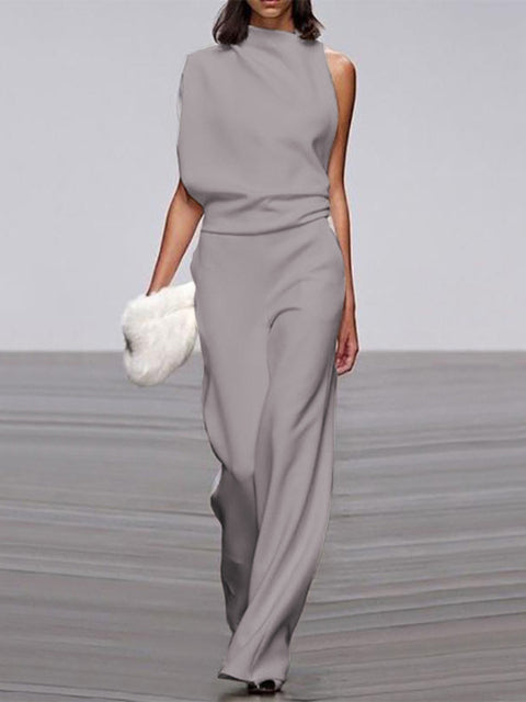 Women's One-Shoulder Jumpsuit with Wide Legs