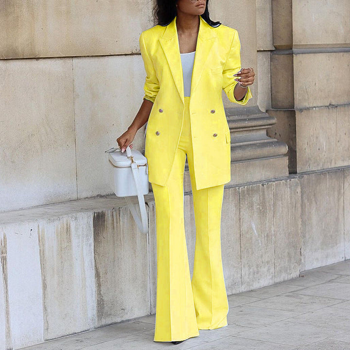 Women's Two-Piece Blazer Set with Tailored Trousers