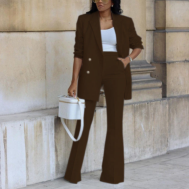 Women's Two-Piece Blazer Set with Tailored Trousers