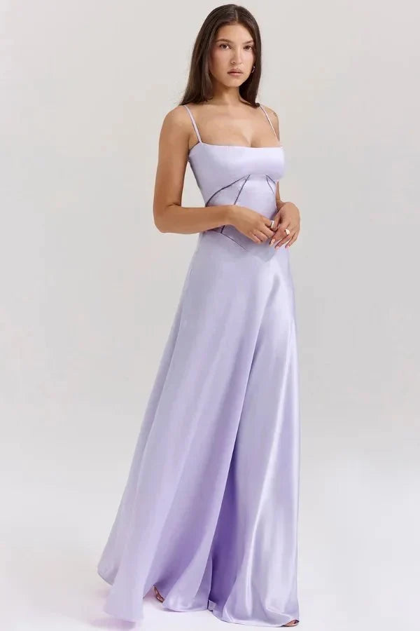 Women's Corset-Bodice Satin Maxi Dress