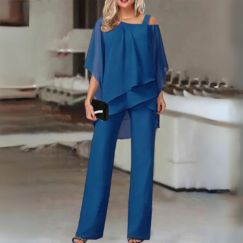 Women's Blazer and Straight-Leg Trouser Two-Piece Set