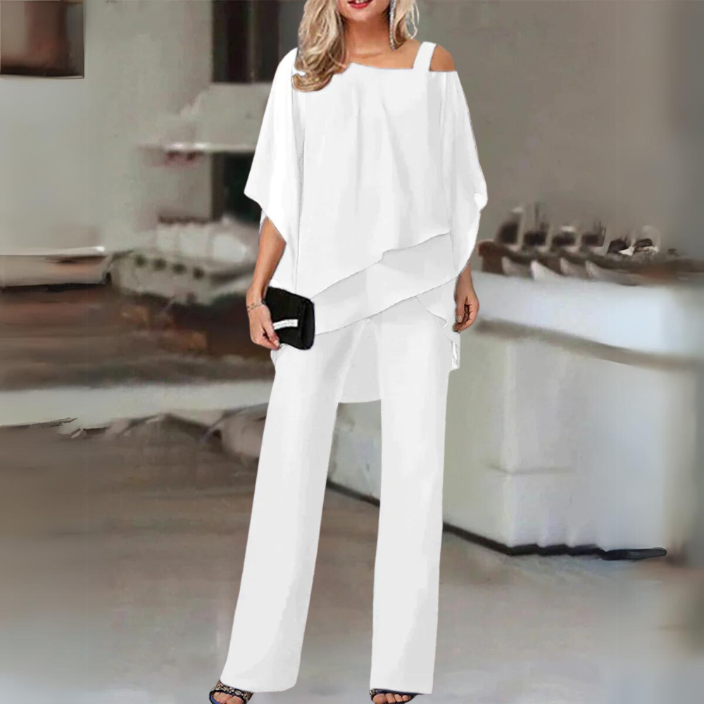 Women's Blazer and Straight-Leg Trouser Two-Piece Set