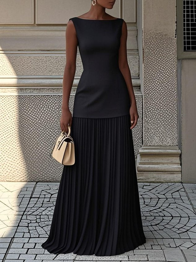 Pleated Maxi Dress with Graceful Detailing