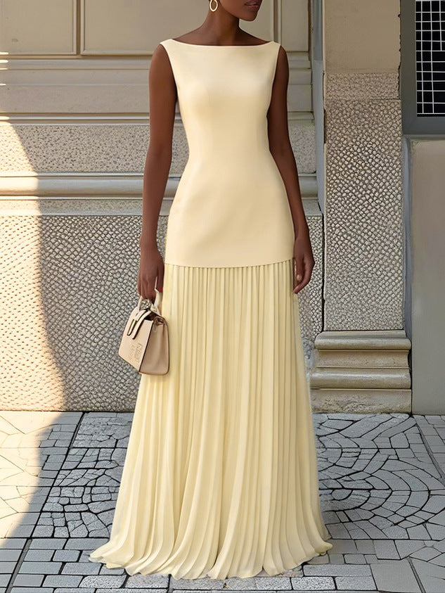 Pleated Maxi Dress with Graceful Detailing