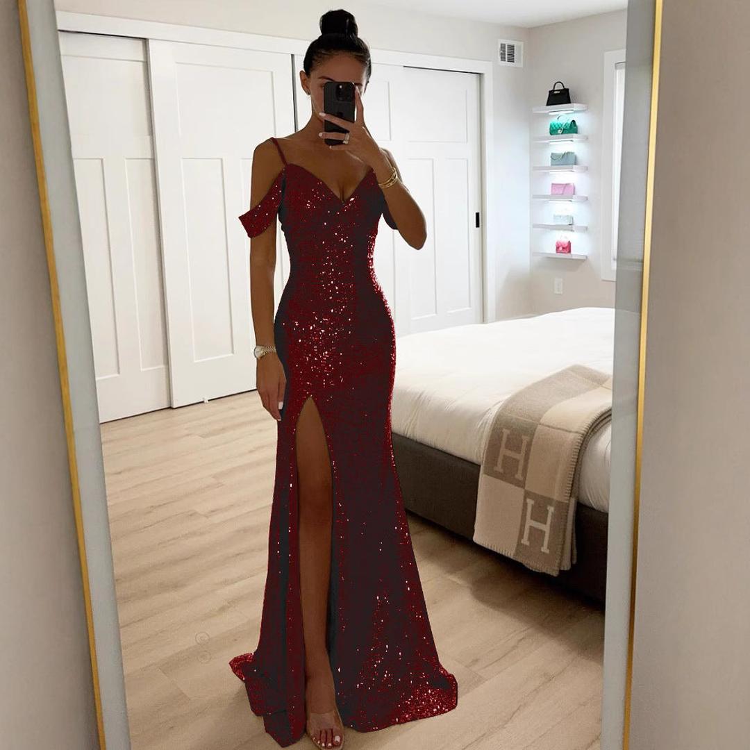 Shimmering Maxi Evening Gown in an Elegant Finish