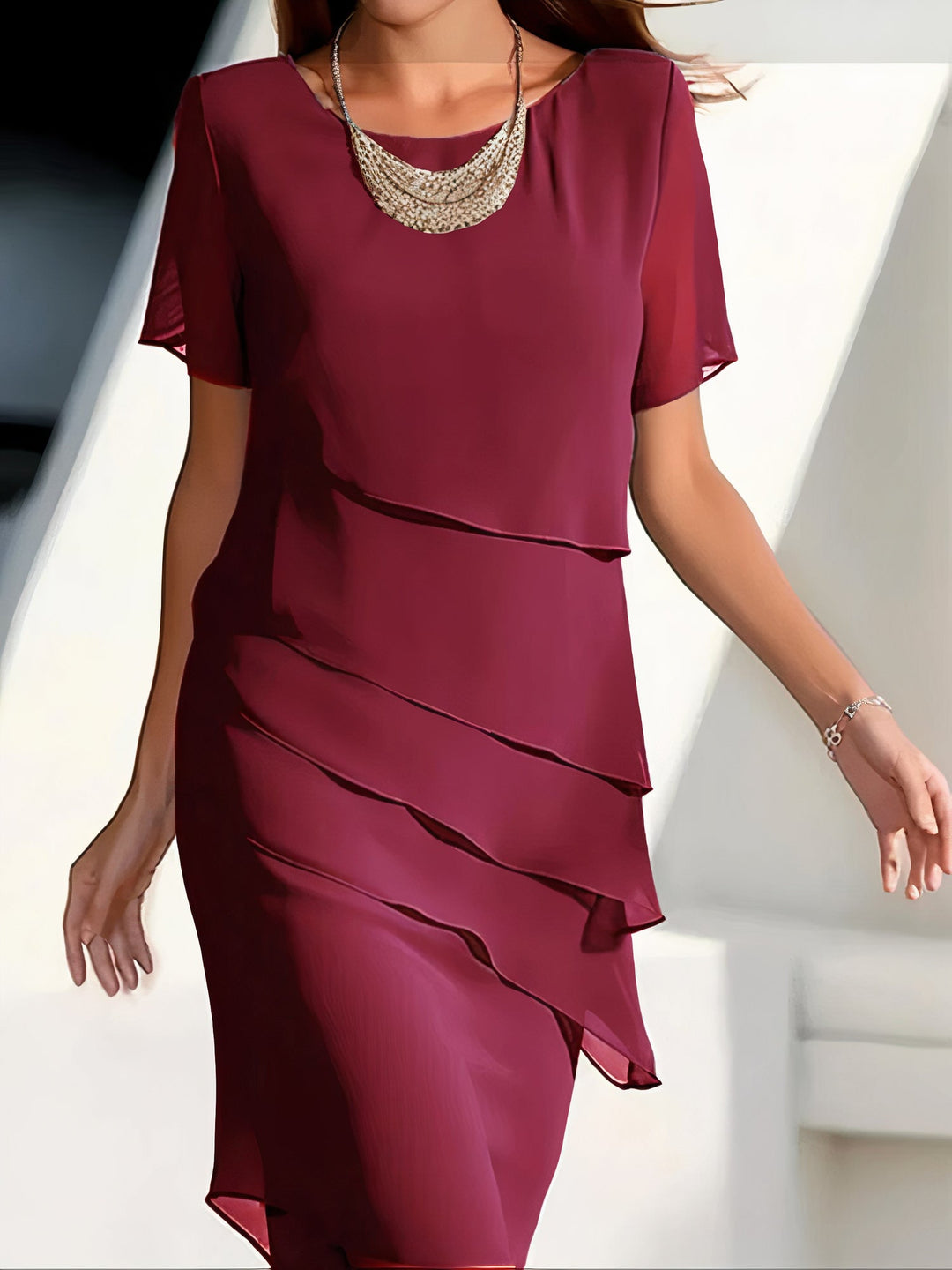 Layered Chiffon Maxi Dress with a Relaxed Cut