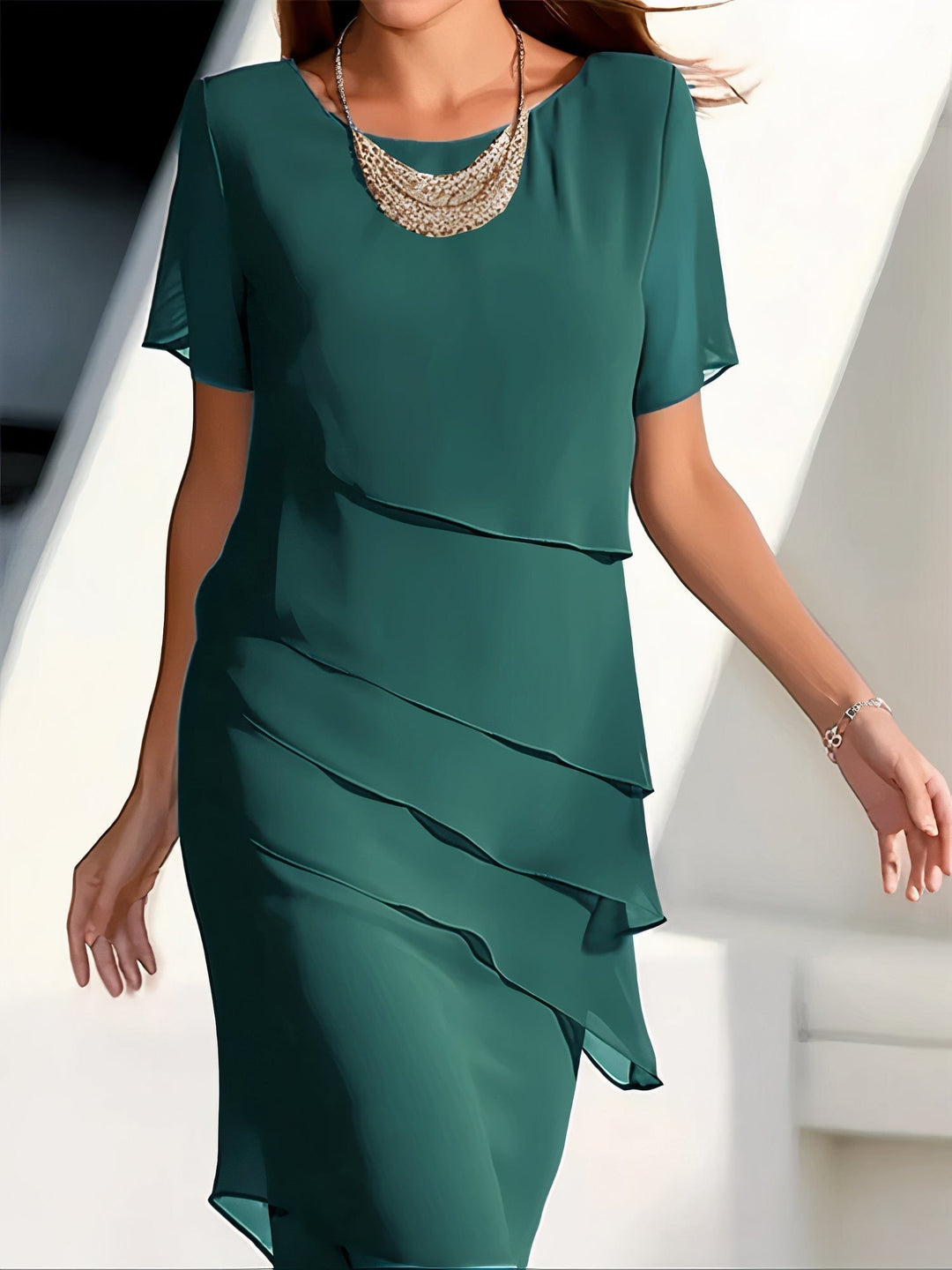 Layered Chiffon Maxi Dress with a Relaxed Cut