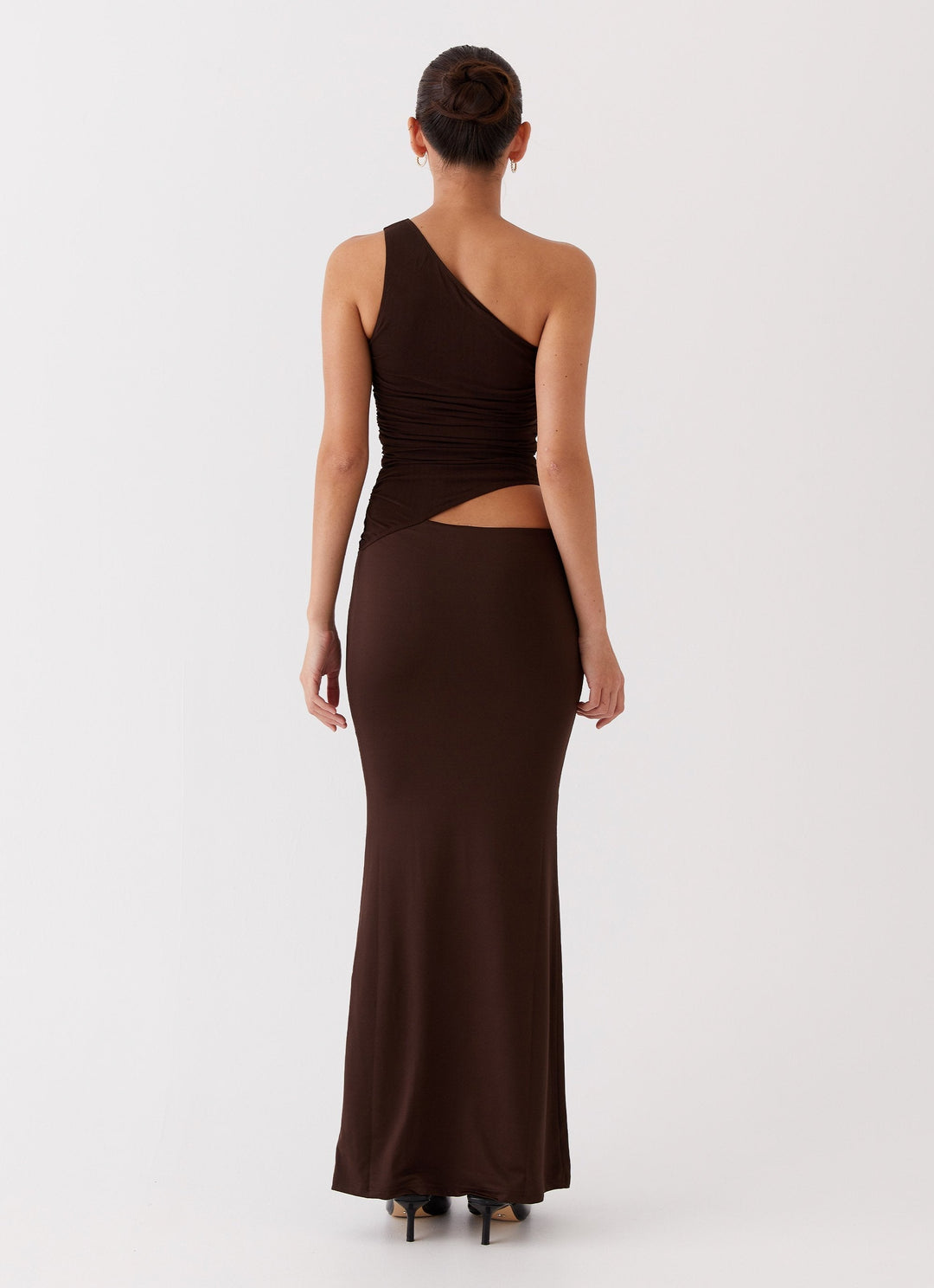 Fitted Dress with Asymmetric Neckline and Cutout