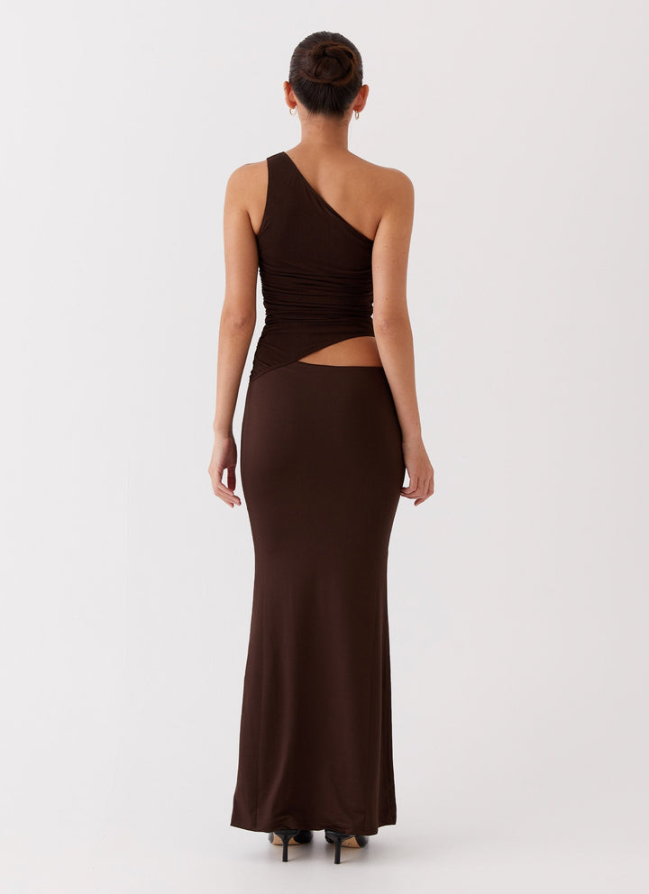 Fitted Dress with Asymmetric Neckline and Cutout