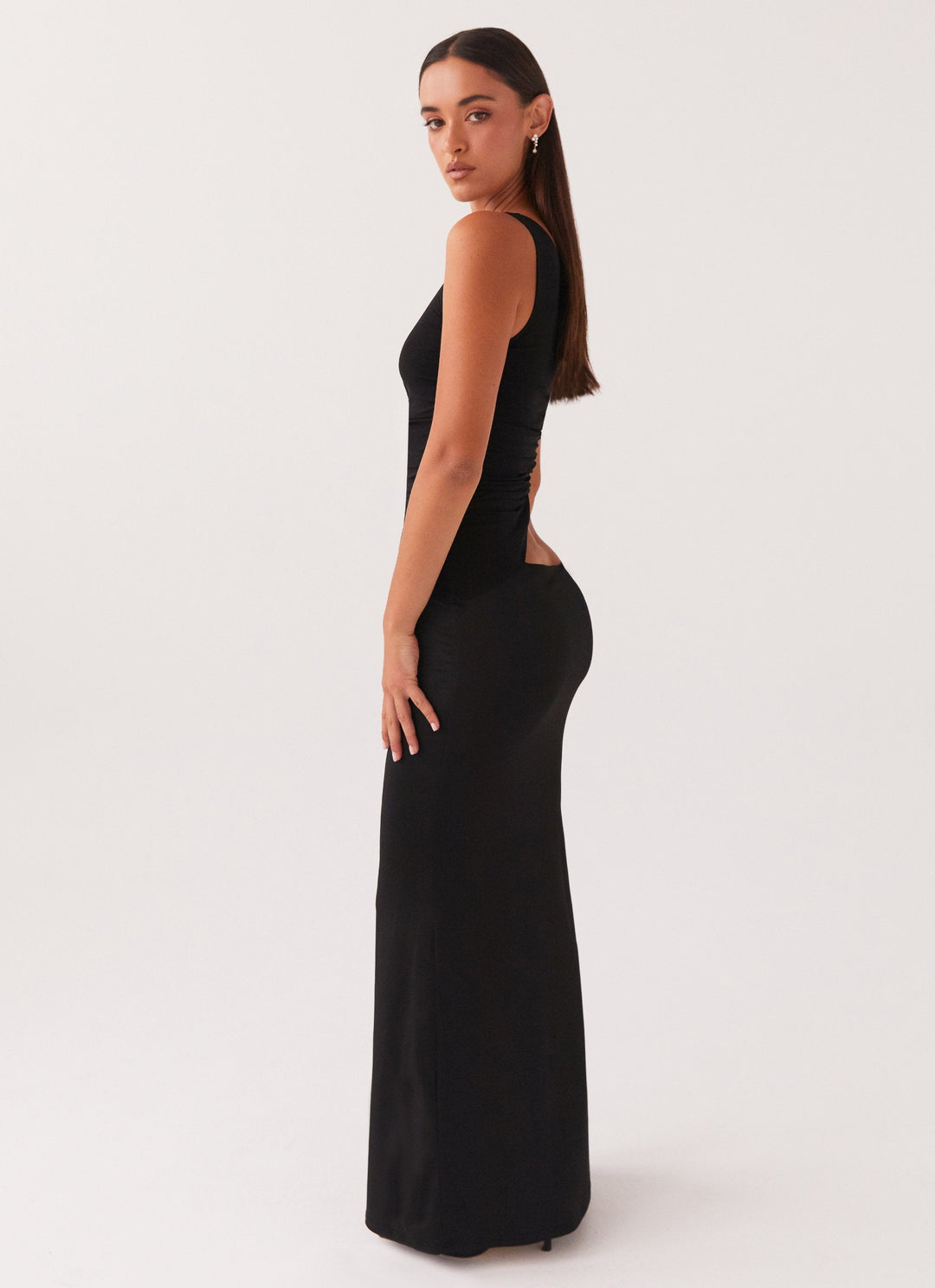 Fitted Dress with Asymmetric Neckline and Cutout