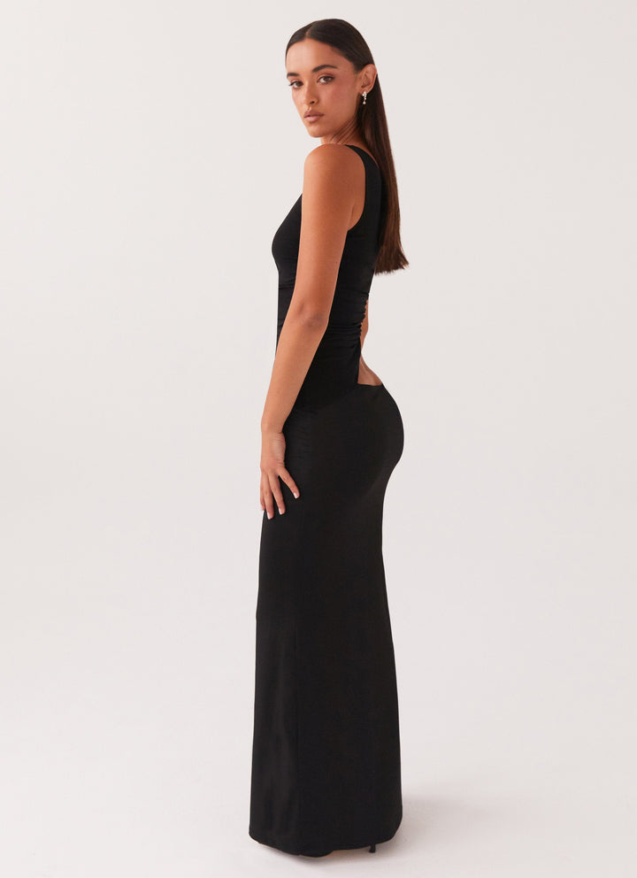 Fitted Dress with Asymmetric Neckline and Cutout