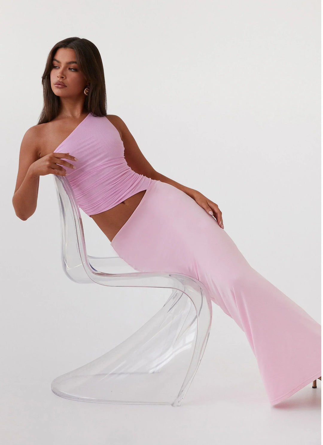 Fitted Dress with Asymmetric Neckline and Cutout
