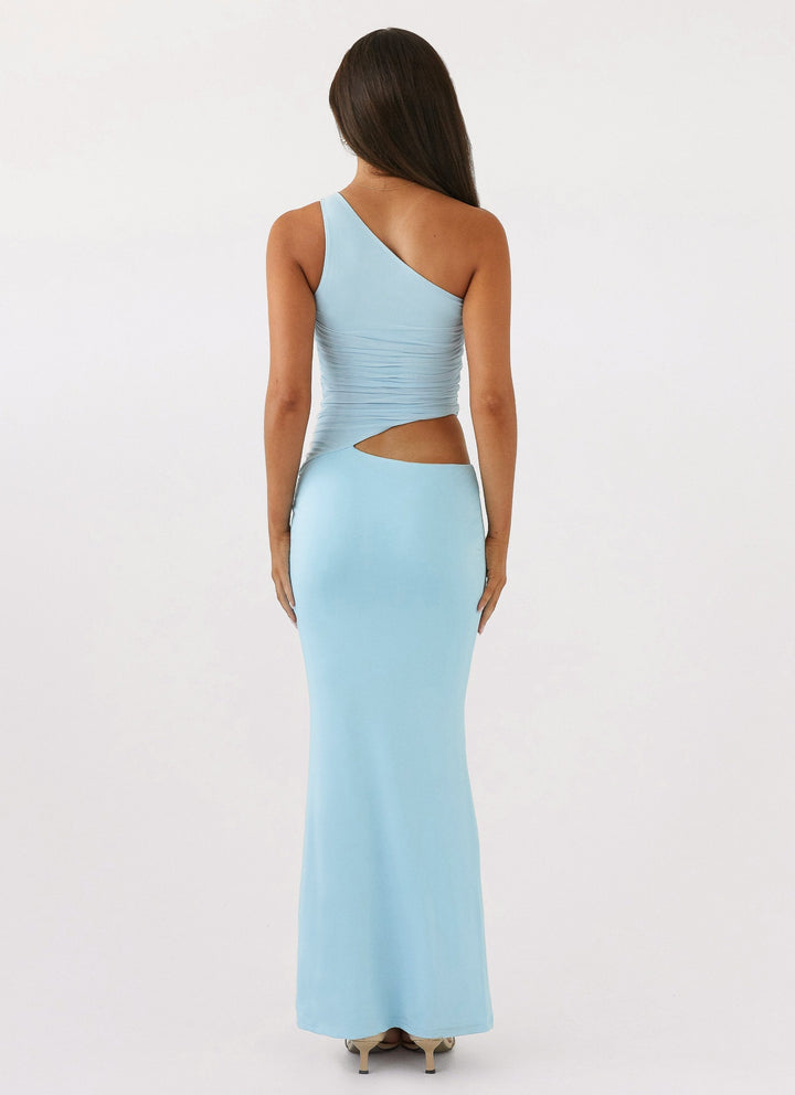 Fitted Dress with Asymmetric Neckline and Cutout