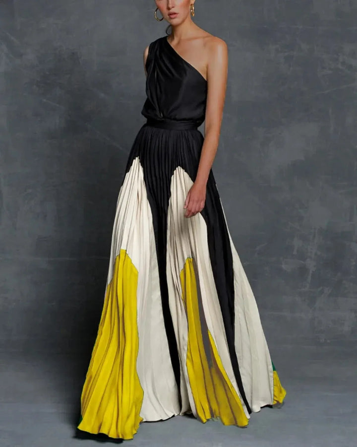 Women's Refined One-Shoulder Floor-Length Maxi Dress