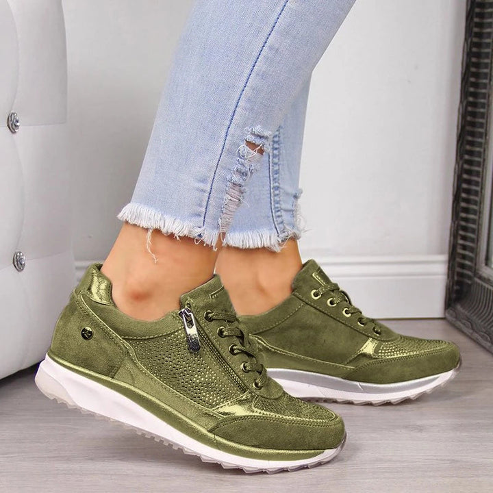 Women's Suede Low-Top Shoes with Non-Slip Grip Sole