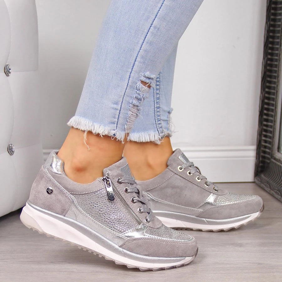 Women's Suede Low-Top Shoes with Non-Slip Grip Sole