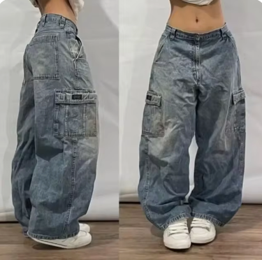 Unisex Baggy Wide-Leg Cargo Jeans, Retro Cut