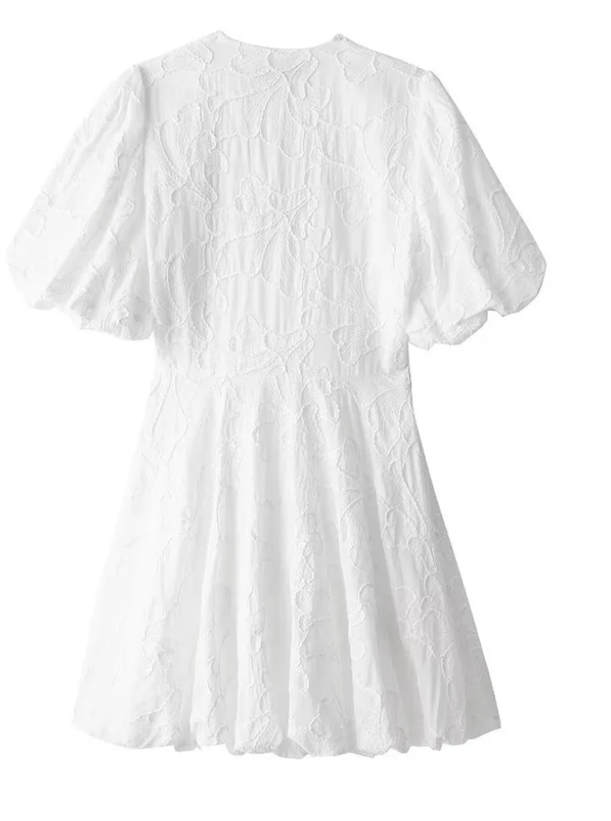 Women's Embroidered Dress with Ruffle Trim