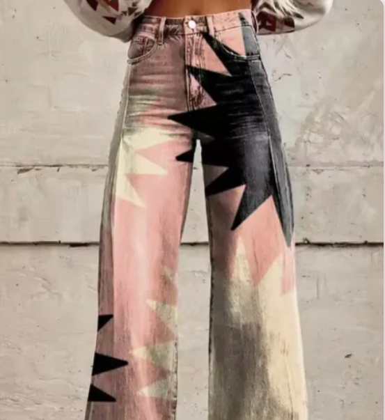 Vibrant Printed Wide-Leg Trousers