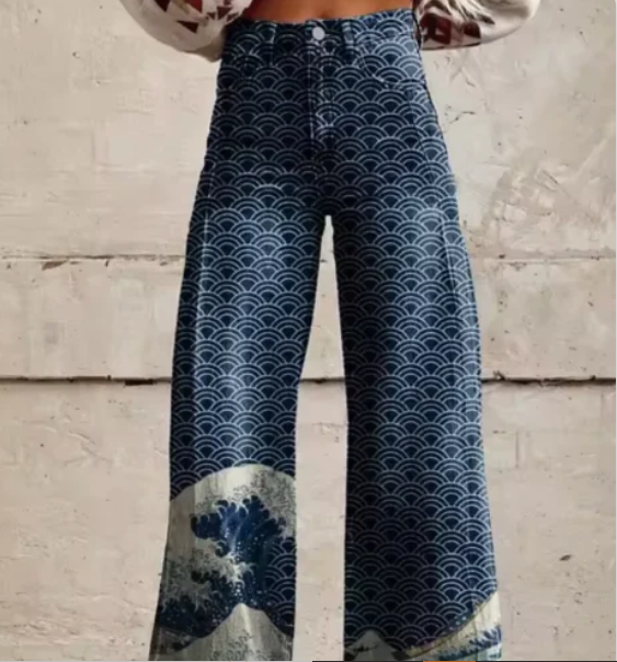 Vibrant Printed Wide-Leg Trousers