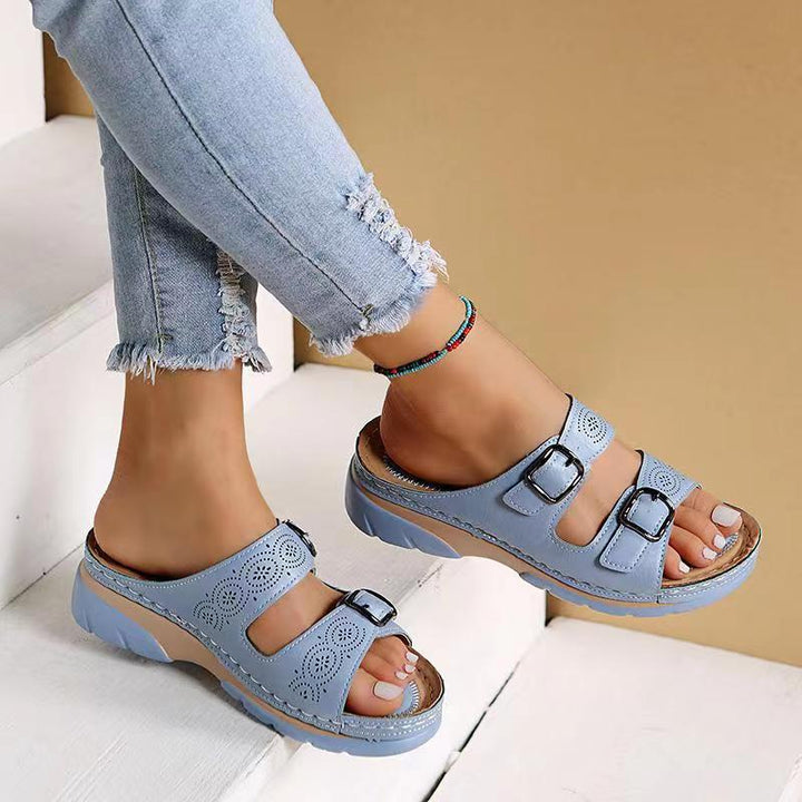 Women's Strappy Flat Sandals in Genuine Leather