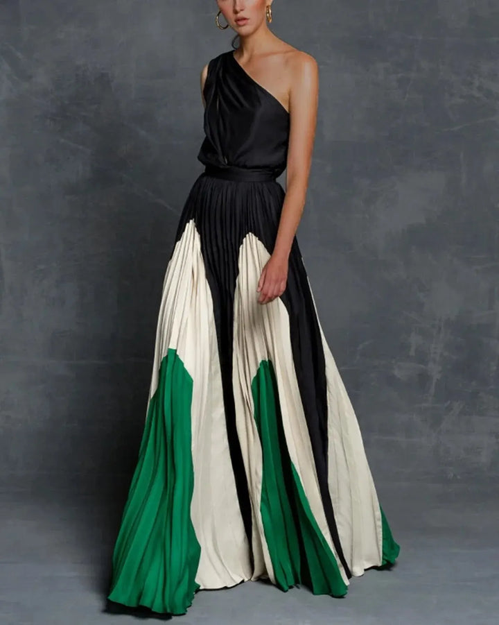 Women's Refined One-Shoulder Floor-Length Maxi Dress