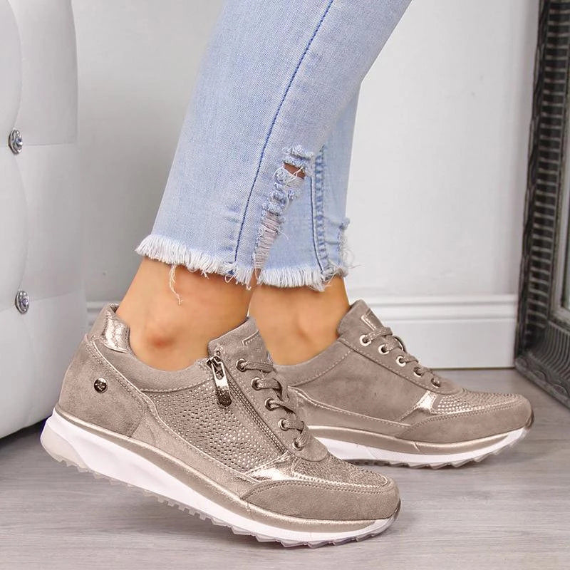 Women's Suede Low-Top Shoes with Non-Slip Grip Sole