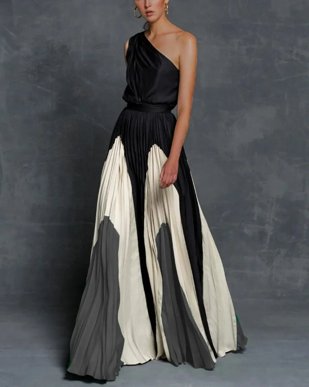 Women's Refined One-Shoulder Floor-Length Maxi Dress