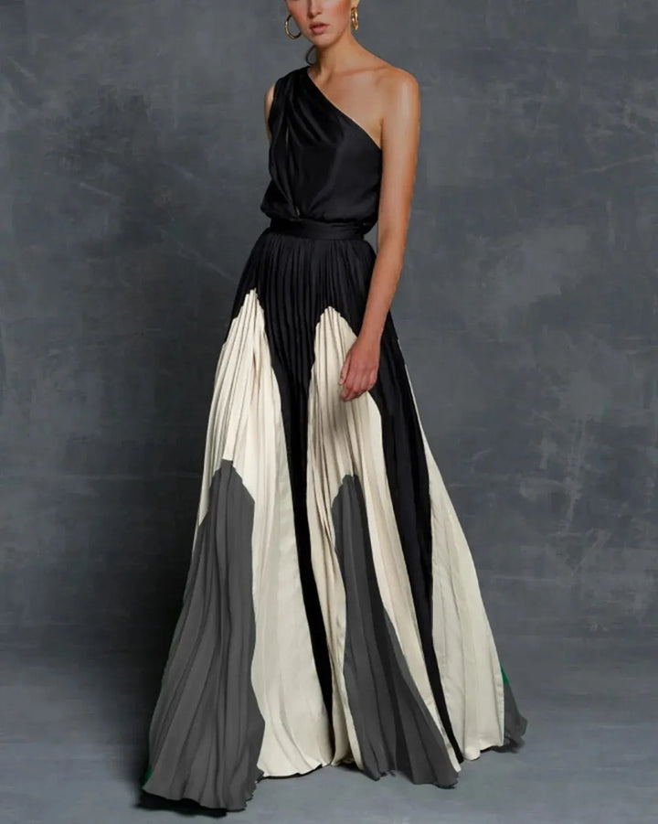 Women's Refined One-Shoulder Floor-Length Maxi Dress