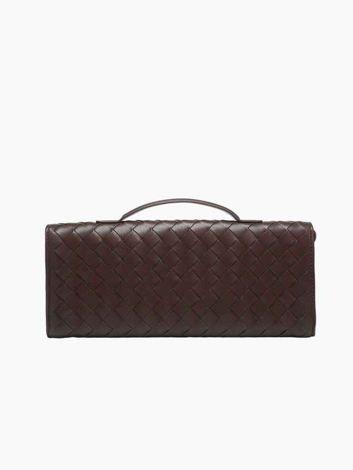 Women's Woven Leather Handbag with Gold Twist-Lock