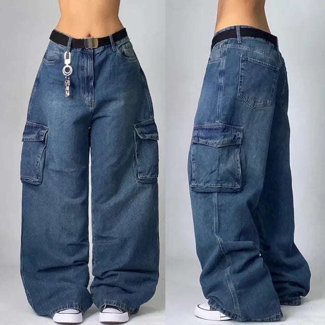 Unisex Baggy Wide-Leg Cargo Jeans, Retro Cut