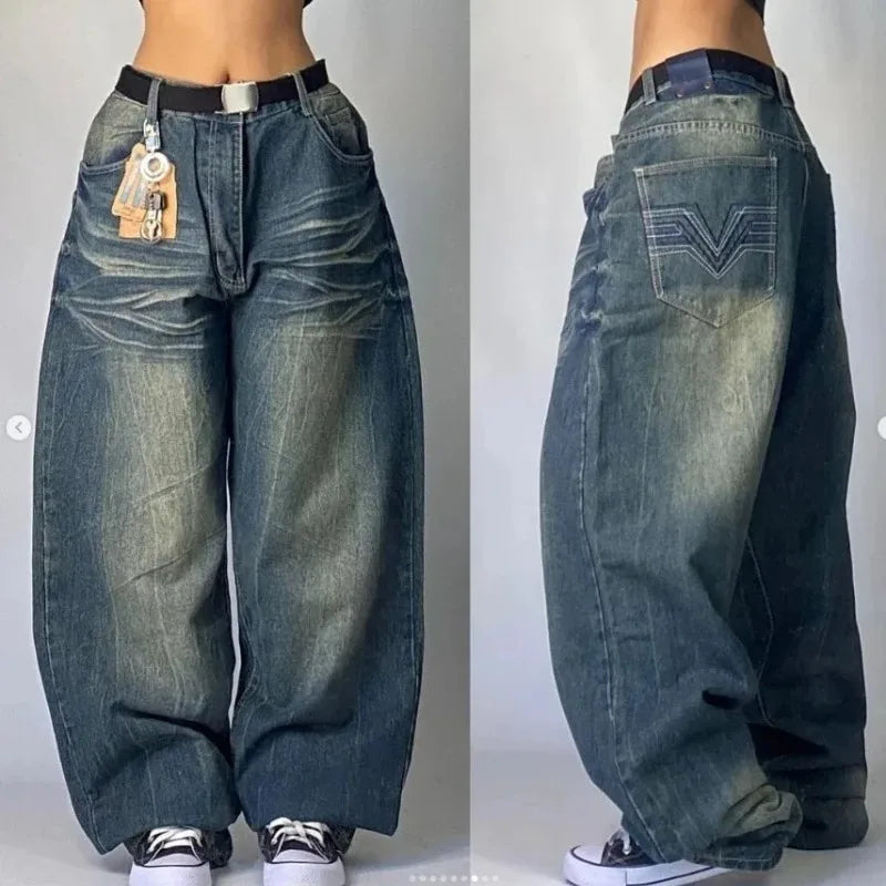 Unisex Baggy Wide-Leg Cargo Jeans, Retro Cut