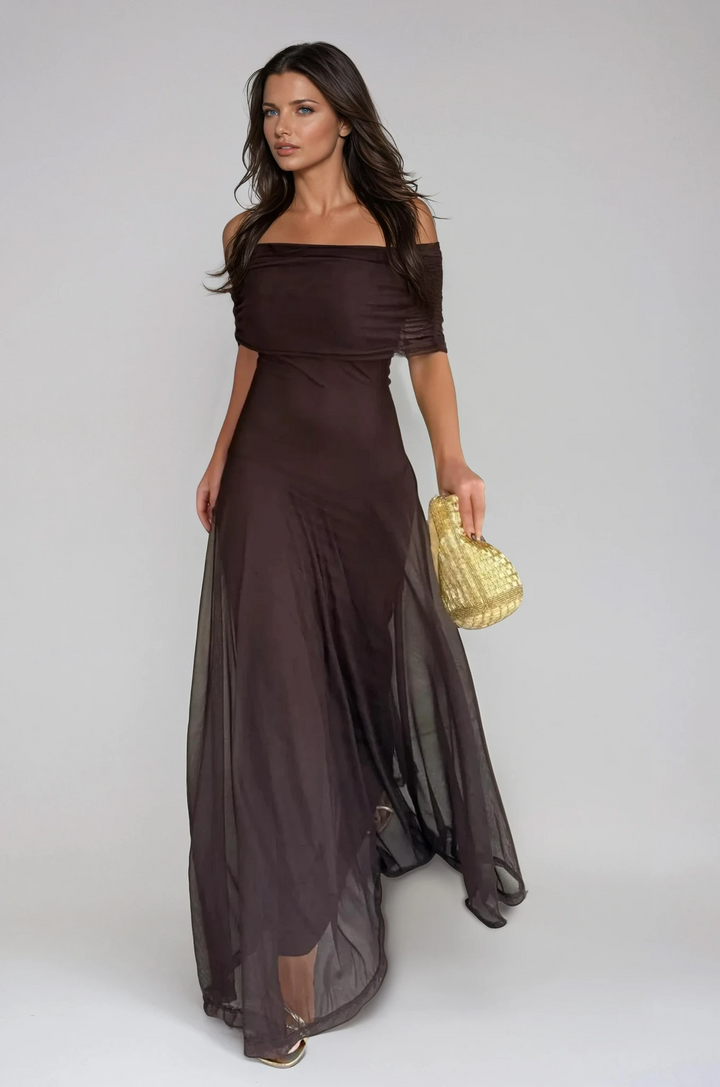 Wedding Guest Maxi Dress with Modern Trend Detailing