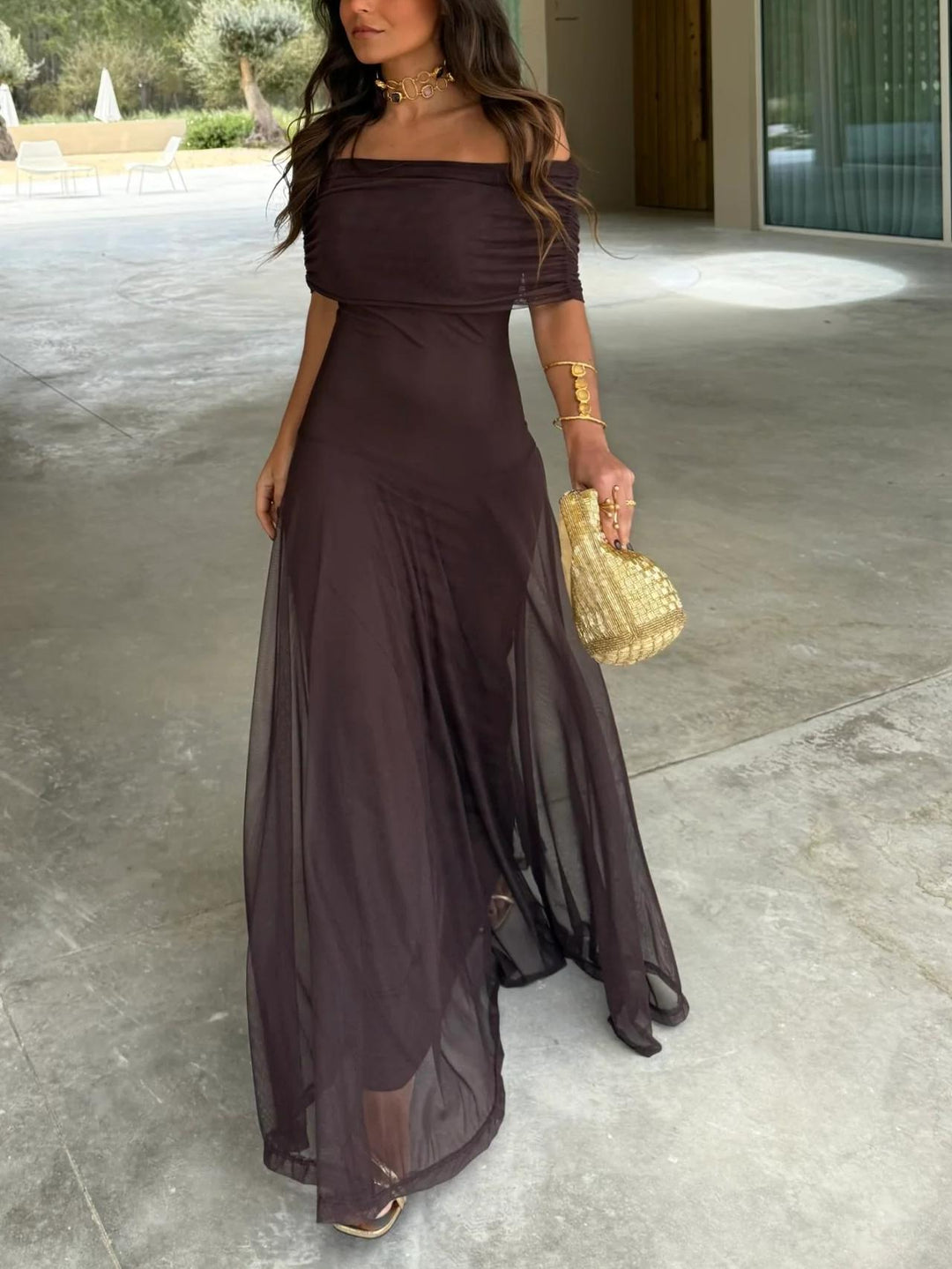 Wedding Guest Maxi Dress with Modern Trend Detailing