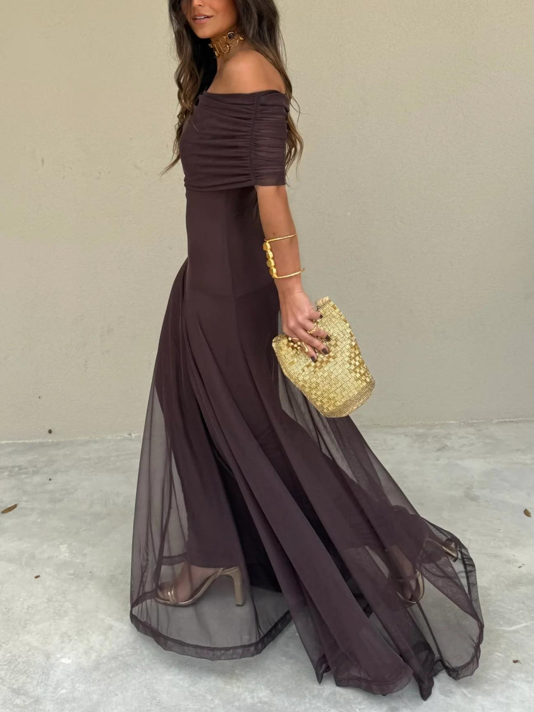 Wedding Guest Maxi Dress with Modern Trend Detailing