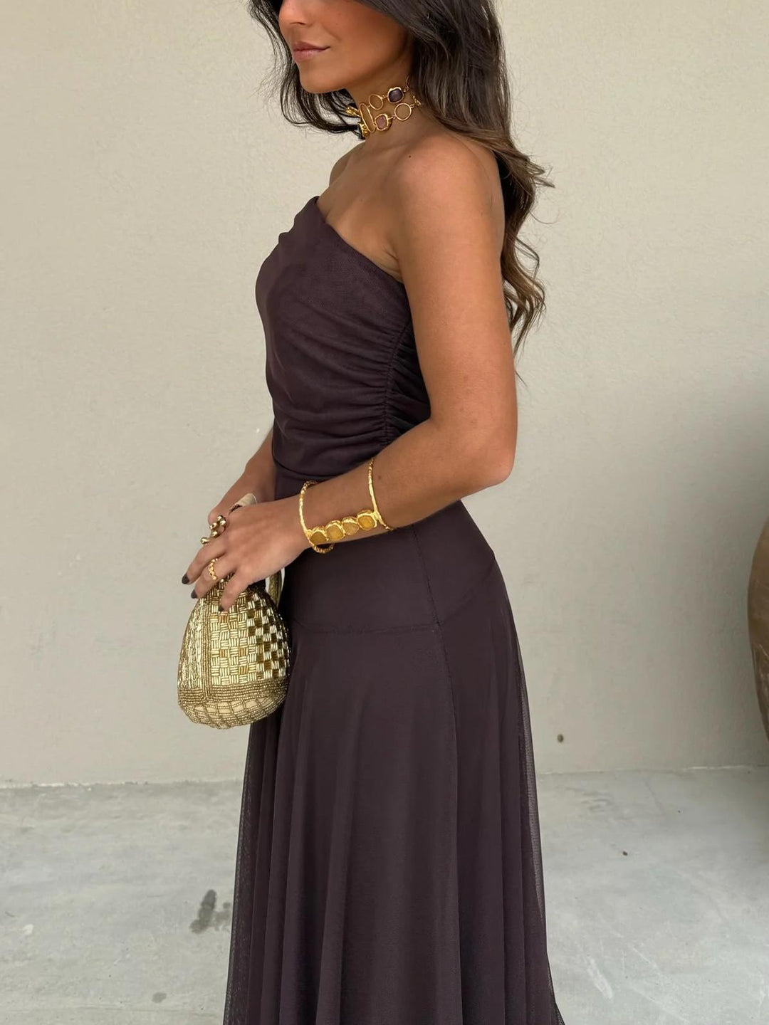 Wedding Guest Maxi Dress with Modern Trend Detailing