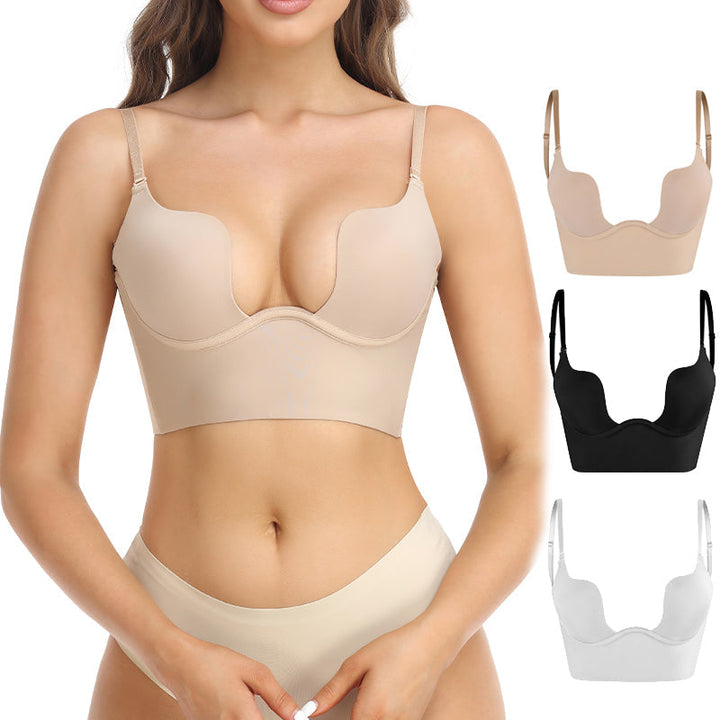 Backless Seamless Support Bra with Non-Wired Low-Back Lift