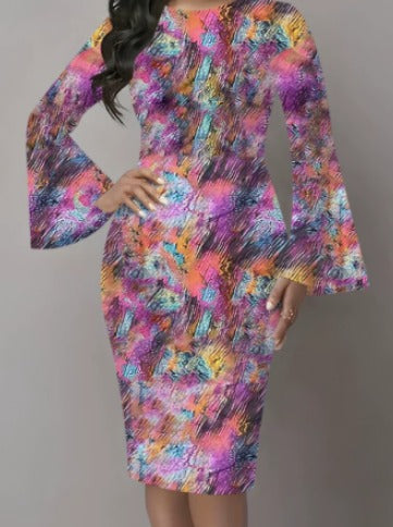 Women's One-Shoulder Dress with a Stylish Bold Print