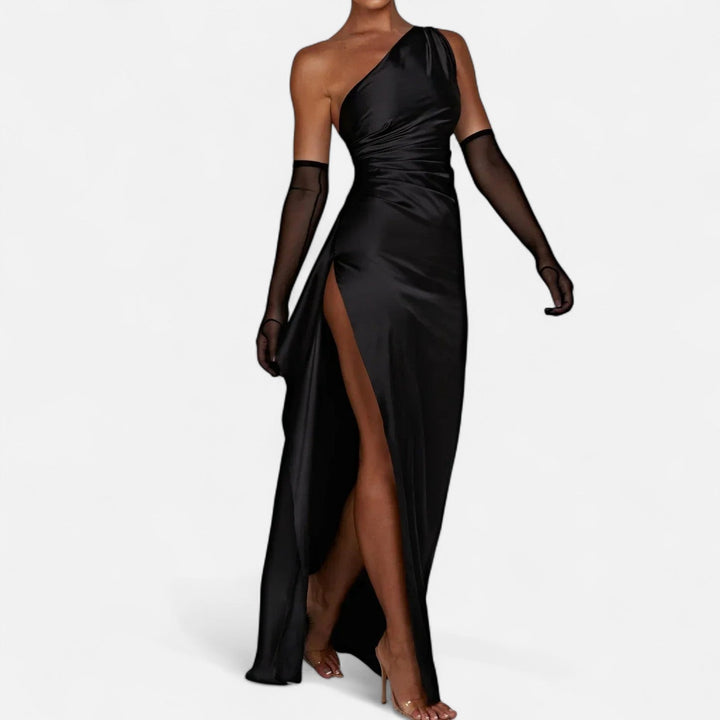 Women's Full-Length Dress with Asymmetric Hem