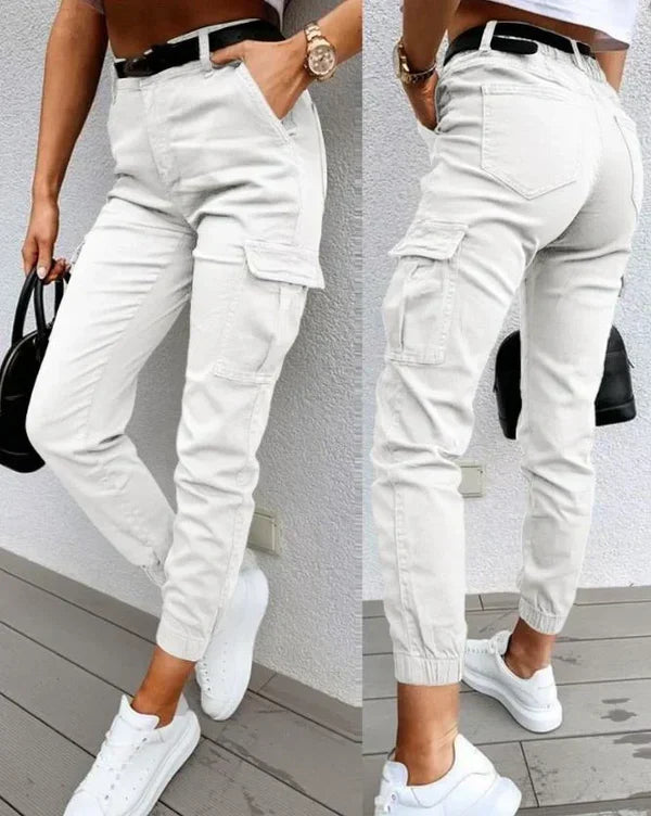 Women's High-Rise Cargo Pants with Utility Styling
