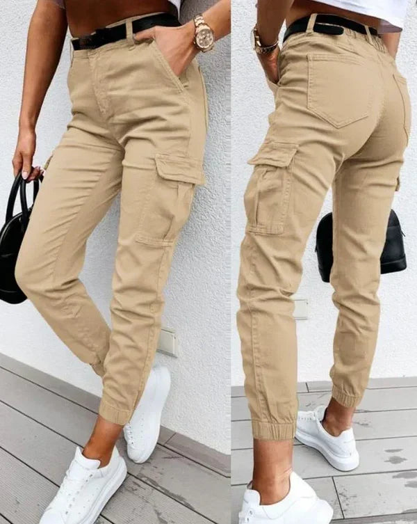 Women's High-Rise Cargo Pants with Utility Styling