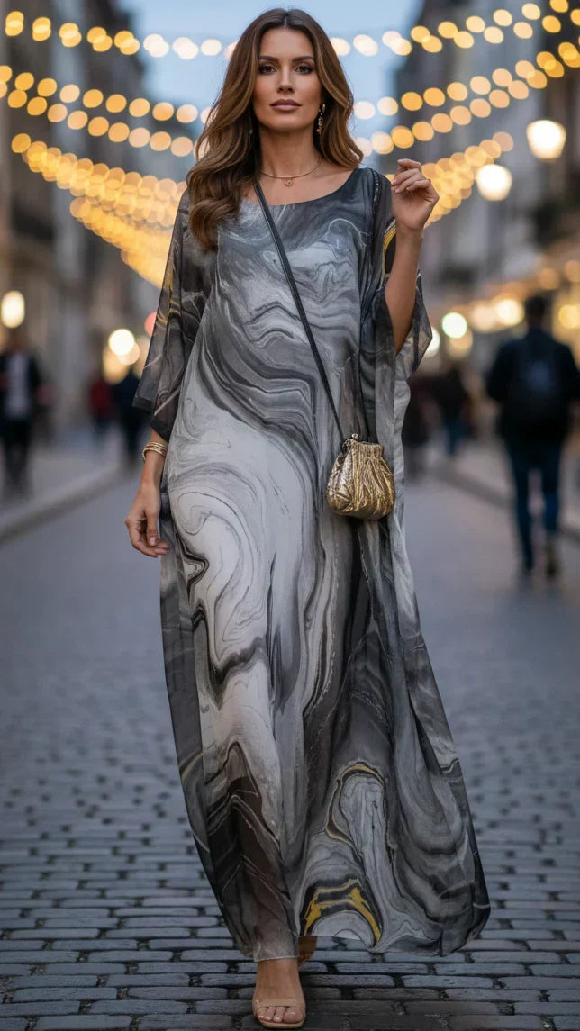 Women's Chiffon Maxi Dress with Flowing Drape