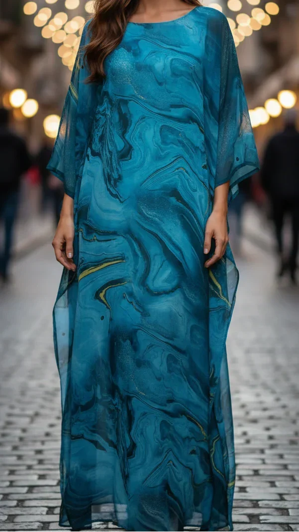 Women's Chiffon Maxi Dress with Flowing Drape