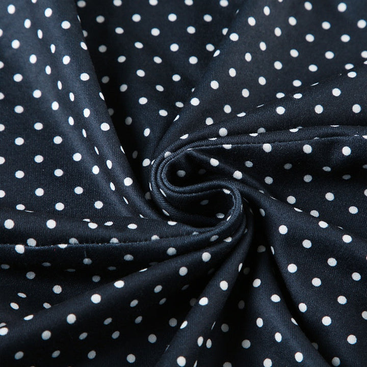 Women's Sleeveless Polka Dot Mini Dress with Contoured Fitted Waist