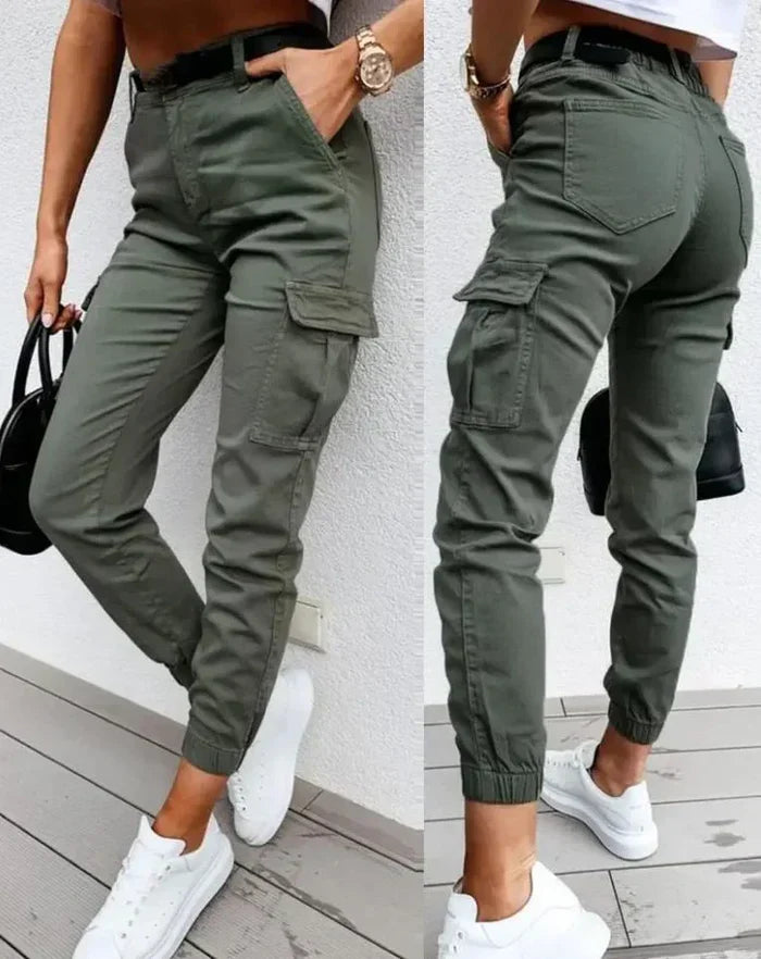 Women's High-Rise Cargo Pants with Utility Styling